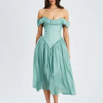 red feather midi dress Lena Feather Trimmed Midi Dress Red – Queena Wish