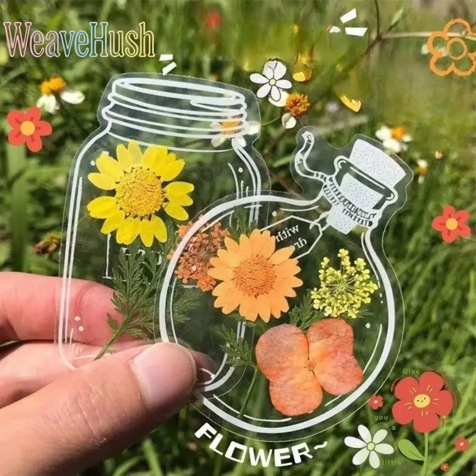 Kids' DIY Bookmark Craft Kit - Educational Autumn Theme Indoor Recreation Art Project with Transparent Pressed Flowers, Natural Leaves, Adhesive Stickers, Floral, Crafting, Diy Flower Bookmark, Handmade Flower Art