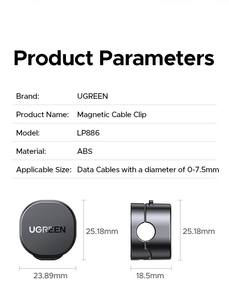 UGREEN 3 Pack Magnetic Cable Clips,Cord Holder, Under Desk Cable Management, Adhesive Wire Holder Cord Organizer for Home Office Desk Phone Car Wall Desktop Nightstand Work Accessories,September Restock，TikTokShopBlackFriday ,TikTokShopHolidayHaul
