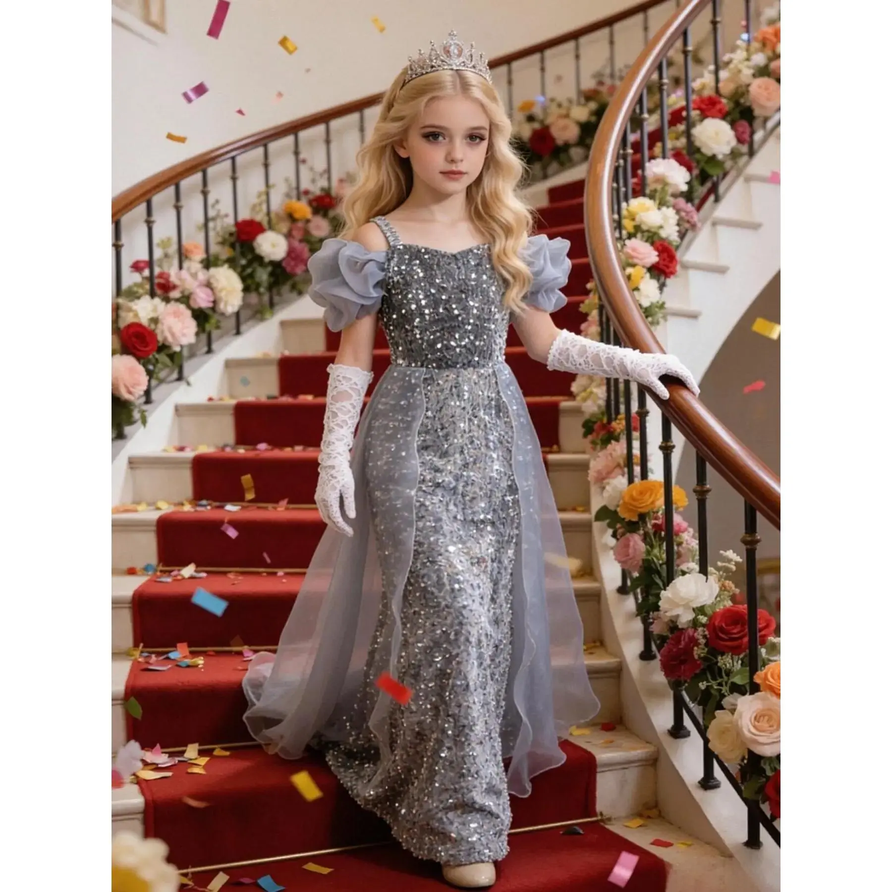 New Princess Dress for Girls, High-End Mermaid Tail Performance Costume, Dress Up Costume, Party Style, Tight-Fitting Woven Fabric, All Seasons, Princess Jasmine Quince Dresses, Stage Costume