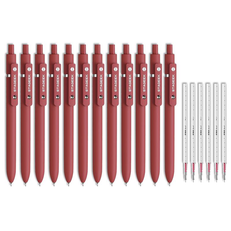 STAGEEK Red Gel Pens, 12Pcs Quick Dry Red Ink Pens with 3 Extra Refills, Fine Point Retractable Smooth Writing Pens for Journaling, Note Taking, School Supplies, Nurse Aesthetic, Office(Red &Black & Blue)