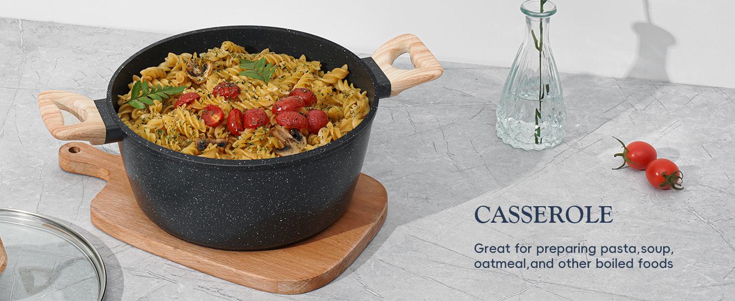 SODAY 12pcs Pots and Pans Set Non Stick Kitchen Cookware Sets Induction Cookware Nonstick Granite Cooking Set with Frying Pans, Saucepans, Kitchenware,stock up on specials,Valentines Day gifts