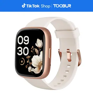 TOOBUR Smart Watch Compatible iOS Android Smart Voice Assistant with BT Answer/Make Calls Sleep Tracking IP68 Waterproof Step Calorie ActivityTracker 100 Sports Fitness Tracker Smartwatch for Men Women Wearable Beige
