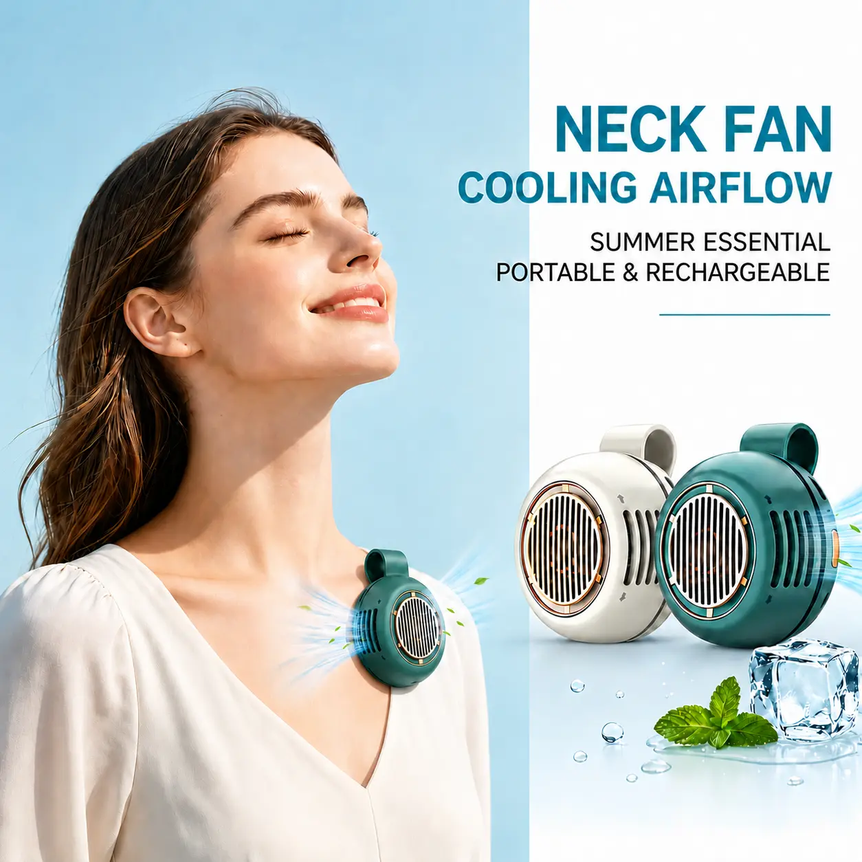 rotate body Portable Bladeless Fan with Clip, Rechargeable 3 Speed Quiet Personal Fan, Hands Free Waist Fan for Outdoor Travel Office, Great Gift for Dad Men Summer