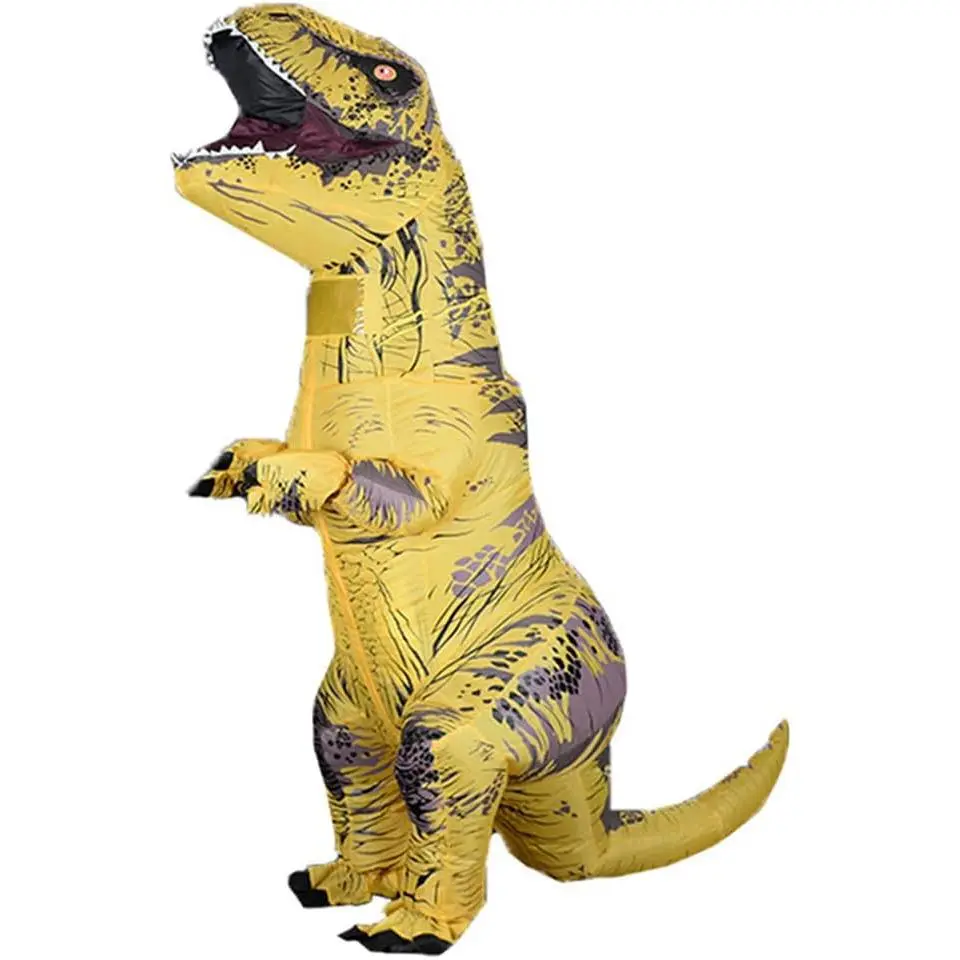 Women's Polyester Inflatable Dinosaur Jumpsuit - Elastic, Fitted Cut Full-Body Costume, Tail Costume Clothes for Halloween, Cosplay Party, Festival