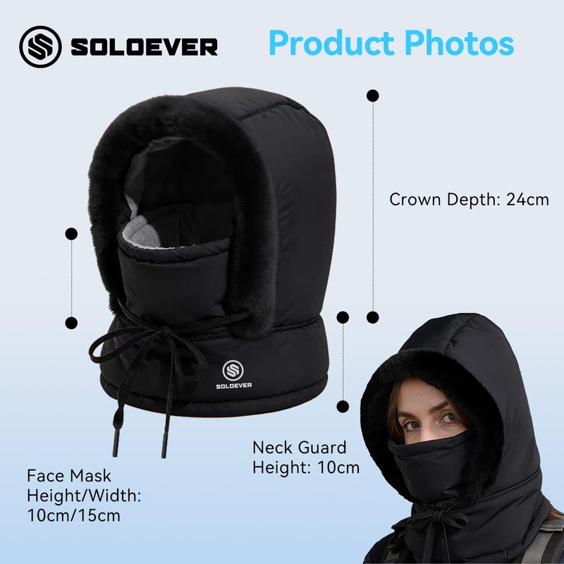 SOLOEVER 3-in-1 Thermal Hat Plush Balaclava Windproof Waterproof Adjustable Fit for Men Women Unisex Design Ideal for Outdoor Activities Ideal Gifts for Christmas outdoor winter warm hat cold