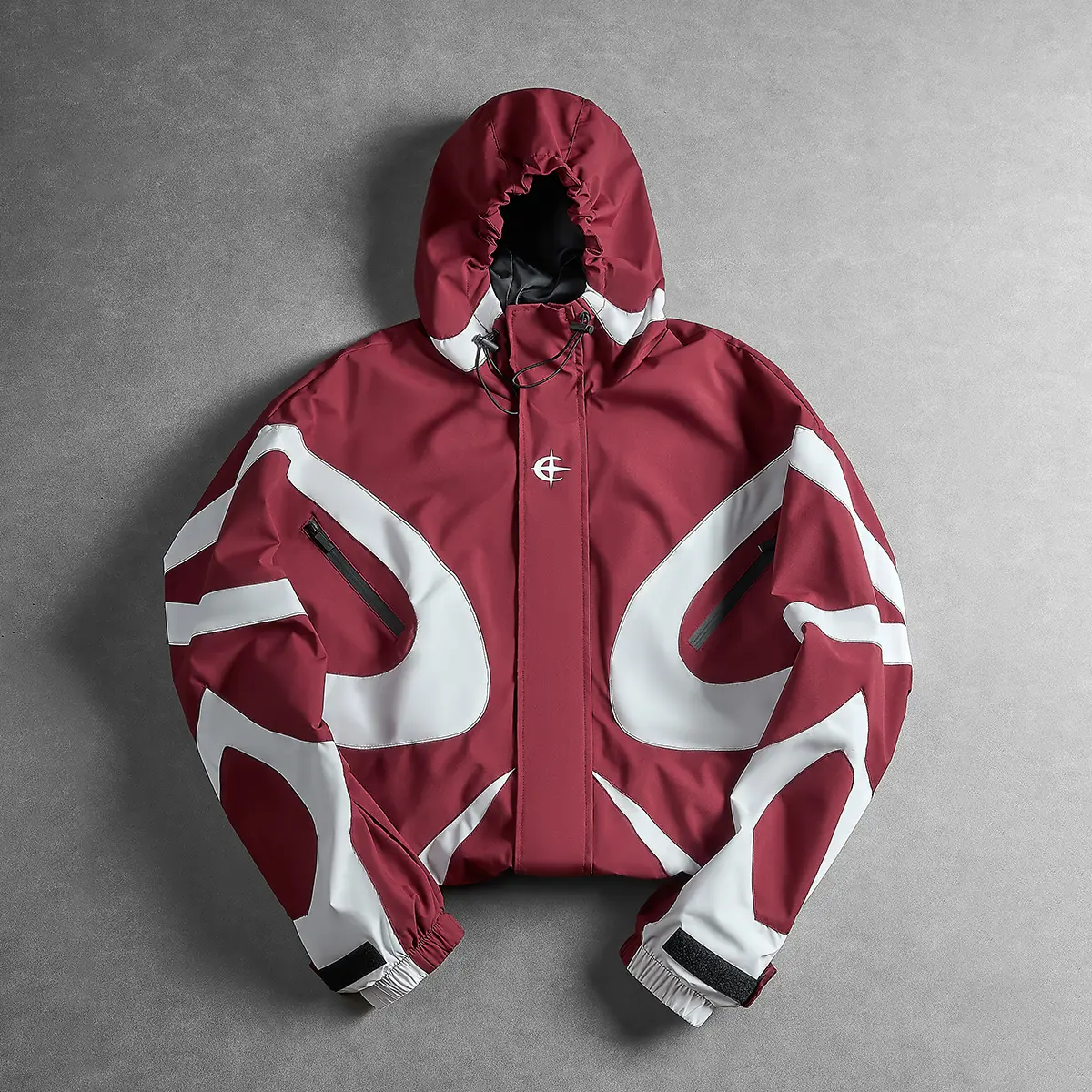 Color Block Hooded Windbreaker Jacket Unisex Adjustable drawstring hat with zipper front for both Outdoor Windproof Streetwear Coat Casual Menswear