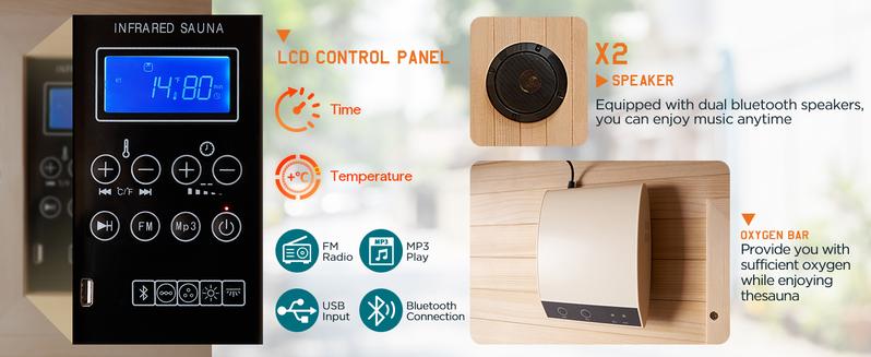 AMERLIFE Infrared Sauna for 1/2/4 Person, Low EMF 930W/110V&1463W/110V&2145W/110V Hemlock Wood Sauna with Tourmaline Foot Warmer, 7-Color Light Therapy, Salt Crystal Bricks, Easy Assembly