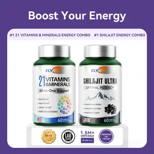 Flynew Shilajit Ultra & 21 All-in-One Vitamins Bundle - 120 Capsules with 85+ Trace Minerals & Pure Himalayan Organic Resin for Optimal Health Support - Fitness, Healthcare