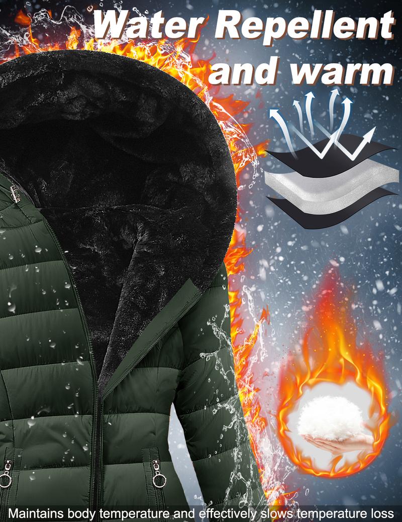 Women's Winter Windproof Fur Warm Slim Fit Down Jacket - Waterproof Long Ski Coat for Commuting FallFreshness  #outdoorfun