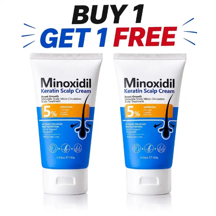 [BUY 1 GET 1 FREE] 5% Minoxidil Keratin Hair Growth Cream, Scalp Massage Nourishing Essence, Easy Absorb Refreshing Hair Treatment for All