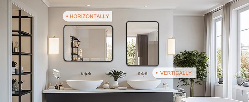 Bathroom Mirror Vanity Mirror for Wall, Aluminum Alloy FramedFarmhouse, Rounded Rectangle ，Anti-Rust,Tempered Glass,Hangs Horizontally or Vertically
