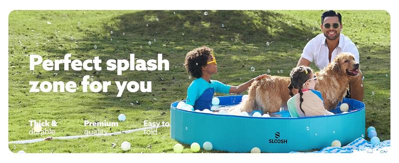SLOOSH Foldable Dog Kiddie Pool - Portable Hard Plastic Doggie Swimming Pool, Anti-Slip Collapsible Pets Bath Tub Suitable for Kids Indoor Outdoor Backyard Use TikTokShopSummerTurnup