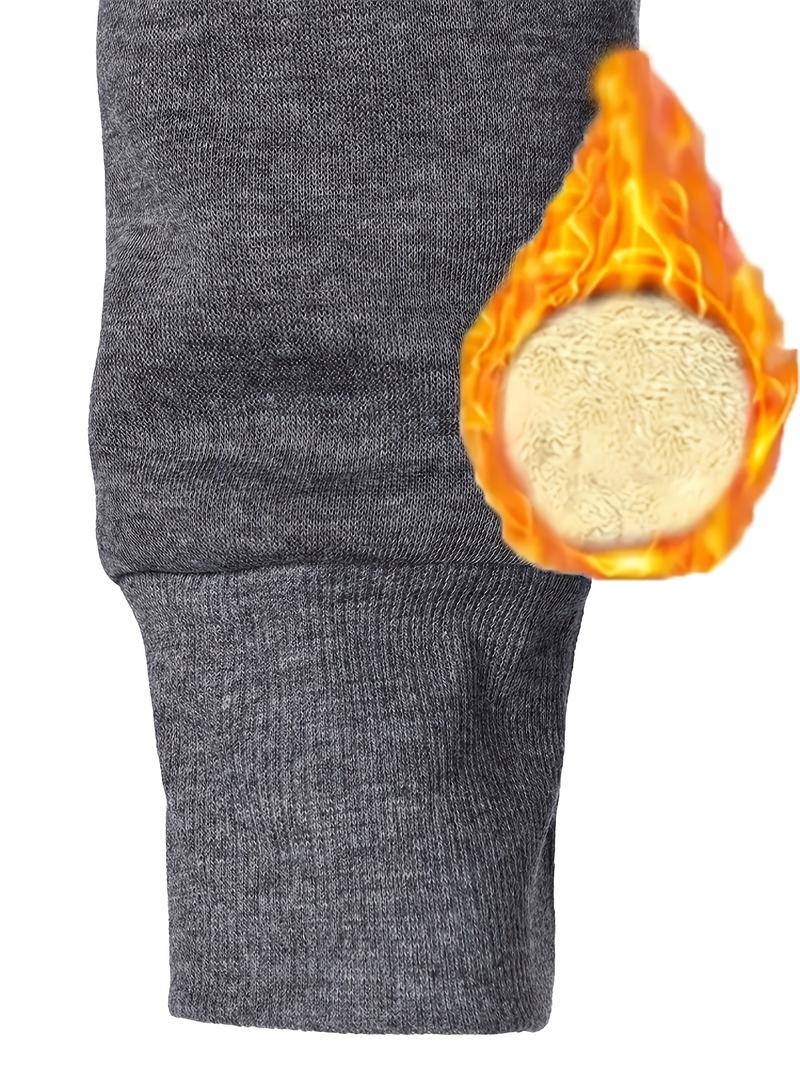 Men's Comfortable Fleece Lined Sweatshirt - Warm Thick Hoodie with "PERSIST" lettering, Round Neck, Long Sleeve, Casual Style, Suitable for Cold Winter Weather