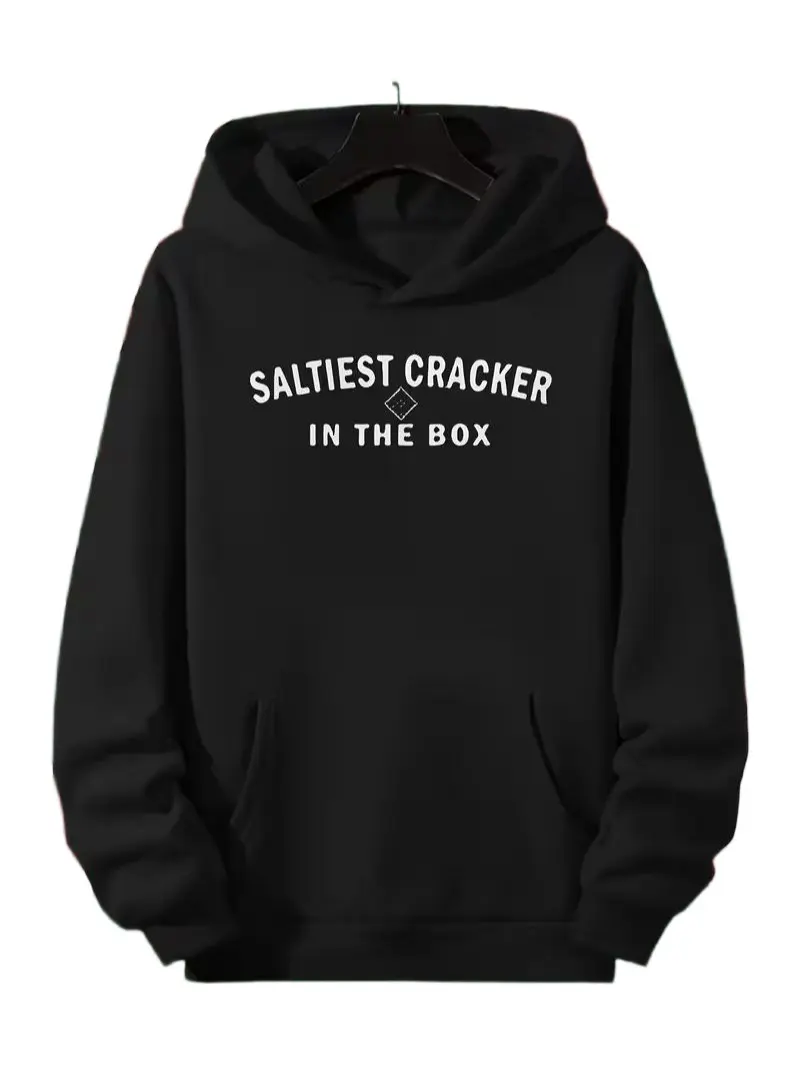 Funny Saltiest Cracker in The Box Graphic Hoodie Cozy Casual Pullover Sweatshirt Machine Washable Allseason Wear Soft Fabric Hooded Sweatshirt Halloween Gift Black Friday Special Offer Good for Thanks Giving And Christmas