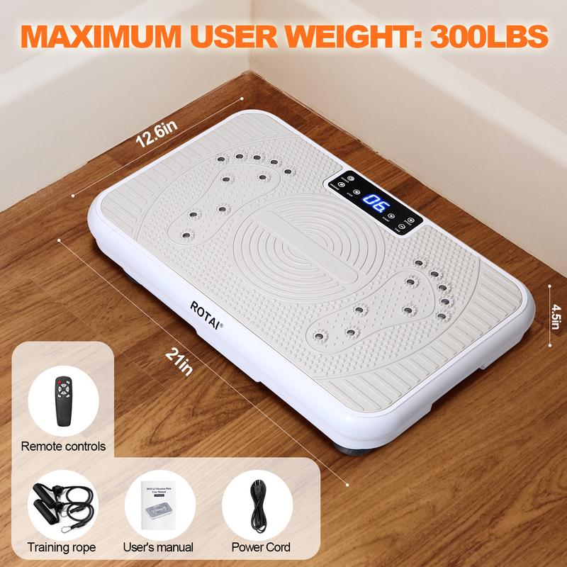 ROTAI 1-99 Adjustable Speeds Power Vibration Plate,High-Power Home Gym Machine for Women Shaping,Lymphatic Drainage Machine,Belly Fat Burner,Standing Vibrating Exercise Machine,Whole Body Workout Vibration Platform for Wellness Recovery
