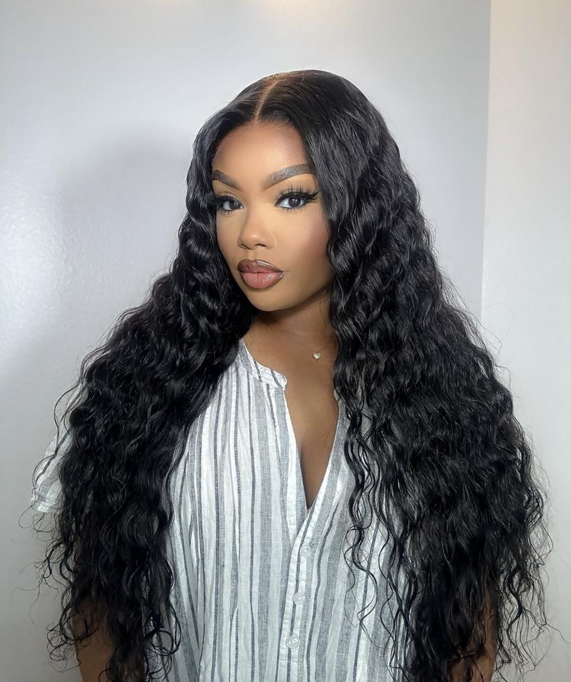 Hot Star Water Wave 13x6 HD Transparent Lace Front Wigs Human Hair 180% Density Human Hair Wigs for Women Pre Plucked with Baby Hair Natural Color
