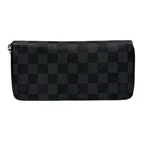 Pre-owned Louis Vuitton Damier Graphite coated canvas with leather trim Mini Bags Zippy Wallet in Damier Graphite canvas with silver tone hardware.xb246#