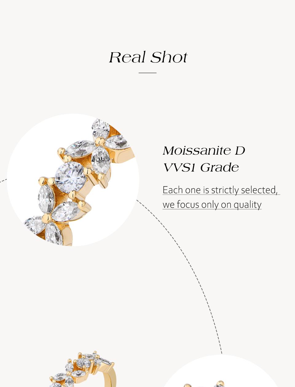 Sparkling Design D Color VVS1 Lab-Created Moissanite Ring for Women Daily Wear Engagement Wedding Birthday Gift Fine Jewelry R337