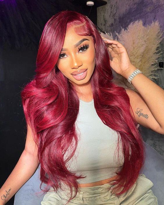 Bling Hair 32 34 Inch 13x6 Lace Front Wigs Human Hair Pre Plucked 99j Burgundy Body Wave 13x4 Lace Front Wigs For Black Women 180 Density