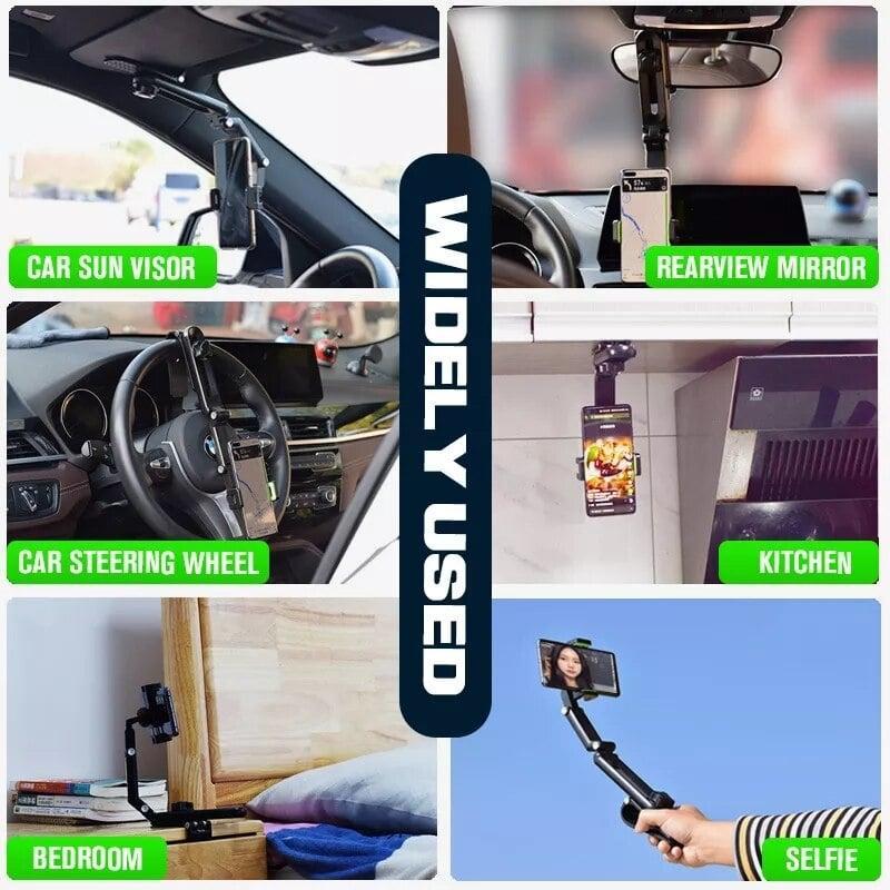 2PCS New 1080° Multi-function Sun Visor Universal 360 Degree Rotating Phone Holder Suitable for Any Scene Car Holder - Rotatable and Retractable