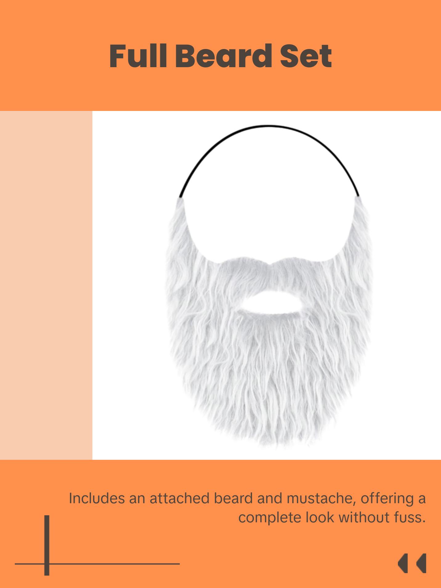 Costume Beard and Mustache Set - Full Fake Beard with Elastic Band – One Size Fits Most Adults & Kids – Perfect for Halloween, Theme Party ,Pretend Play Fun & Role Play