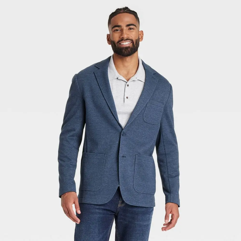 Women's Textured Polyester Fabric Knit Blazer, Comfort Wear Garment with Sleeves - Goodfellow & Co