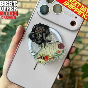 Book Lover MagSafe Phone Grip, Intellectual Woman Magnetic Popgrip, Floral Art Griptok, Bookish Phone Holder, Gift for Readers