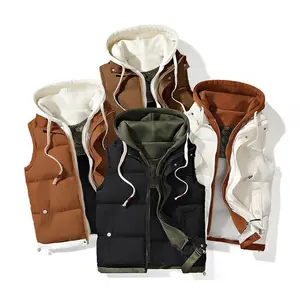 Luxury Faux Two-Piece Vest Jacket - Sleeveless, Hooded, Zip-Up Outerwear for Fall/Winter |     Machine Washable