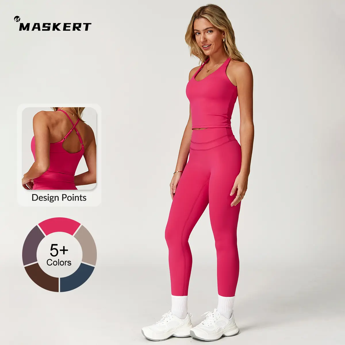 MASKERT Women's Two Piece Set Sports Tank Top & High Stretch Tight Leggings Tummy Control Workout Daily Wear Running Outfits summerwins Yoga Clothes Set Sleeveless Gym Tops tiktokshopbacktoschool