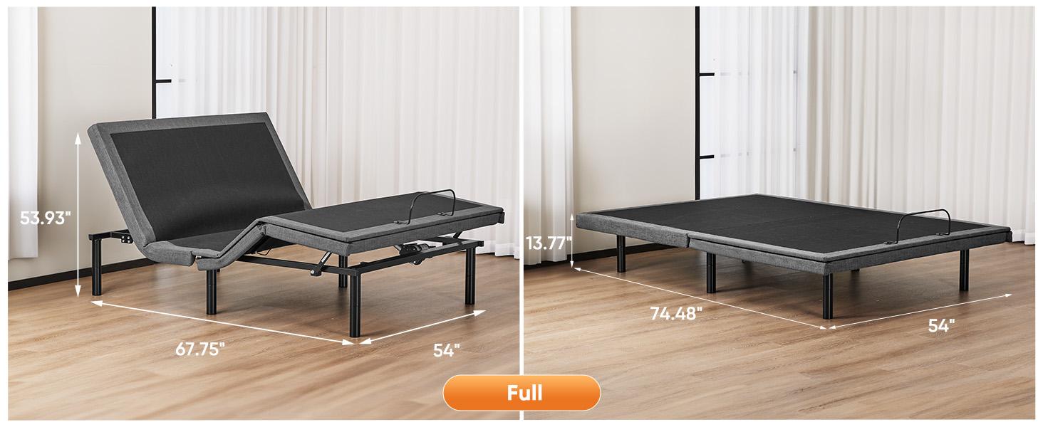 Sweet Furniture F Electric Bed Ergonomic Adjustable Bed Frame with Wireless Remote, Head and Foot Incline, Zero Gravity Bed, Anti-Snore, Easy Assembly