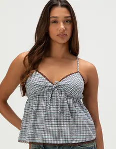 RSQ Womens Plaid Babydoll Cami