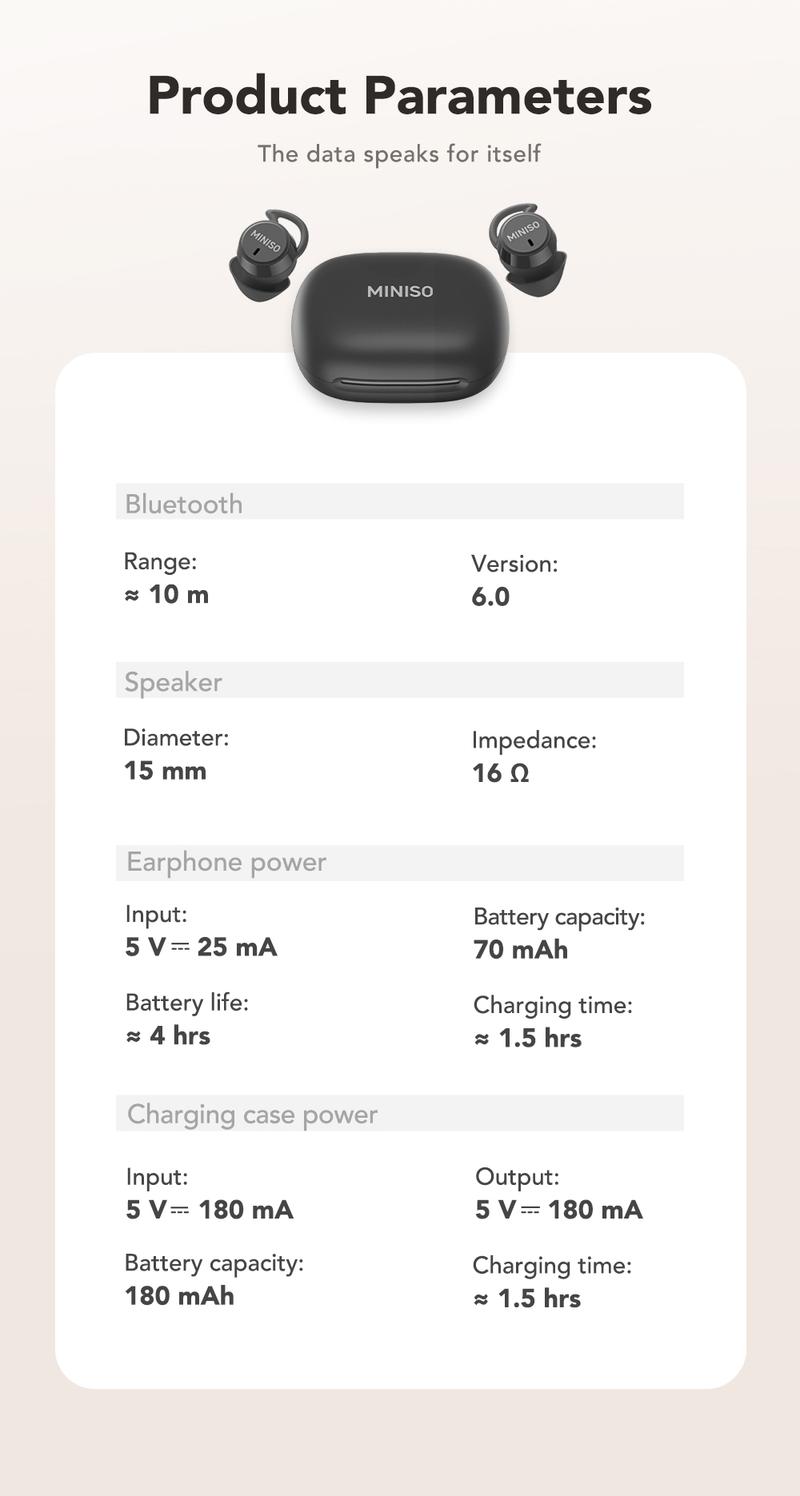MINISO MS217 Wireless Earbuds Bluetooth 6.0 Headphones, Sleep Earbuds, Waterproof Wireless Earphones, Mini Invisible In Ear Earbuds, Suitable for Office, Sports, Sleeping, Study and Audio Calls, Built in Microphone, Gaming Bluetooth Headphones