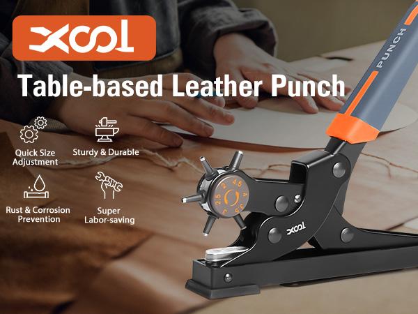 XOOL Revolving Punch Plier Kit, Leather Hole Punch Set for Belts, Watch Bands, Straps, Dog Collars, Saddles, Shoes, Fabric, DlY Home or Craft Projects, Heavy Duty Rotary Puncher, Multi Hole Sizes Make