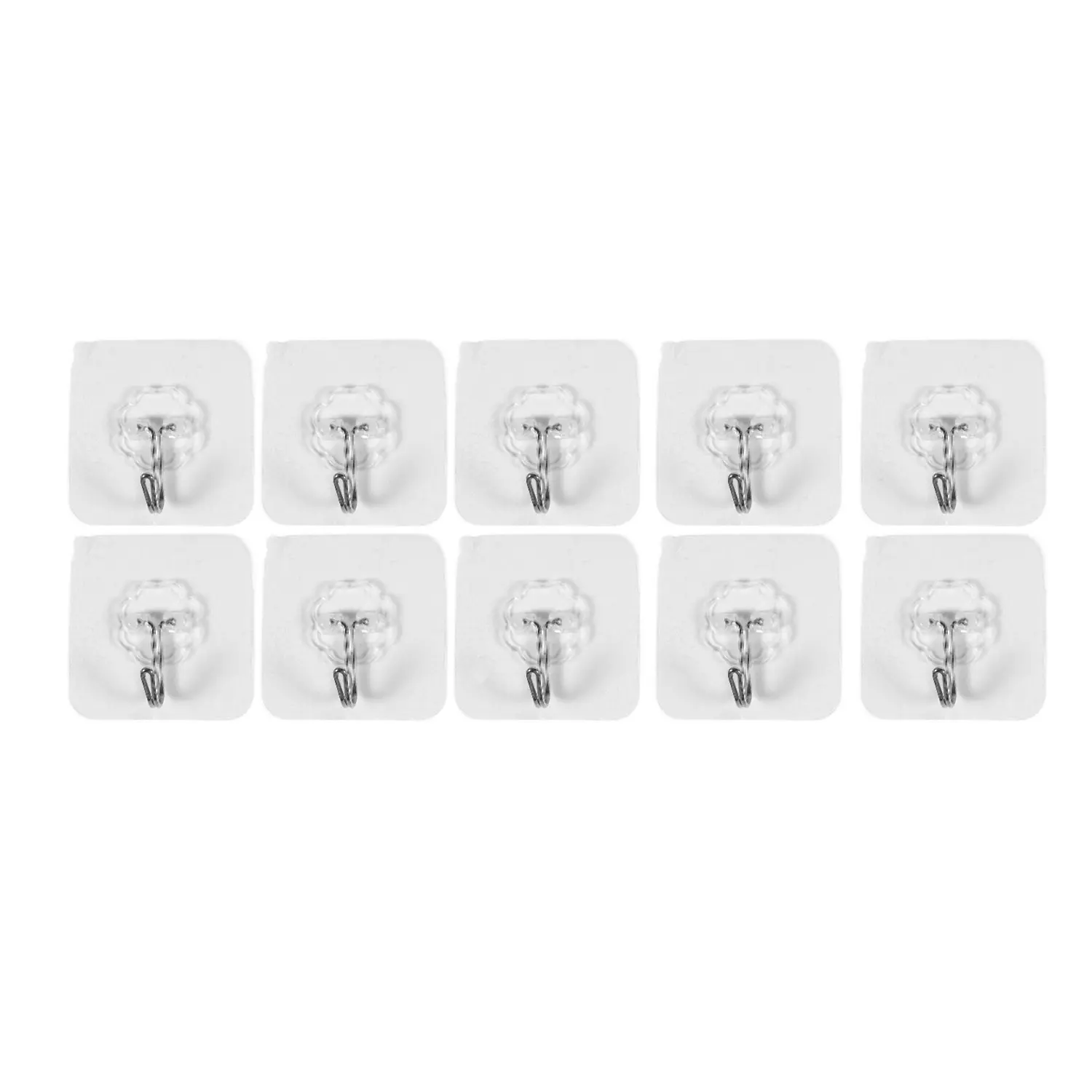 10-Pack Sturdy Hangable Waterproof PVC Adhesive Hooks, Transparent PVC Wall Hangers with Metal Hooks, 13.2lb Capacity, Reusable for Glass, Kitchen & Bathroom Decoration, Reusability, 6X6cm, Sticky Hook