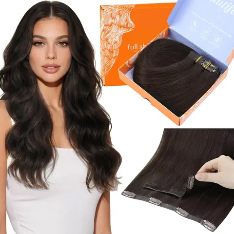 [NEW IN] Full Shine Genius Weft Seamless Clip in Hair Extensions 7pcs 105-135gram 16-24inch Handtied Real Human Remy Hair Extensions for Natural Look and Volume #tiktokshopsummersale