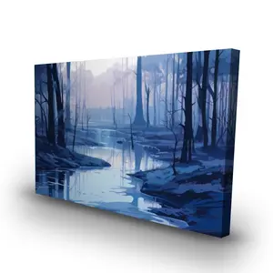Pictorem C1RC2436XB7YVA 24 x 36 in. Cold & Muddy - Blue Canvas Wall Art for Stylish Home Decor