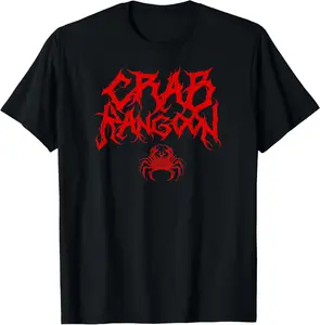 CRAB RANGOON Funny Chinese Food Heavy Metal Band Goth Cursed Summer Casual Shortsleeve Cotton T-Shirt Streetwear Round Neck