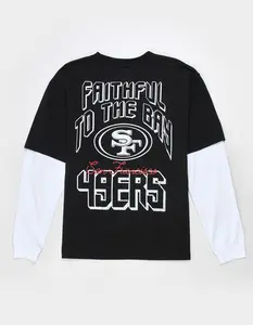 THE WILD COLLECTIVE San Francisco 49ers Mens Long Sleeve Boxy 2fer Tee