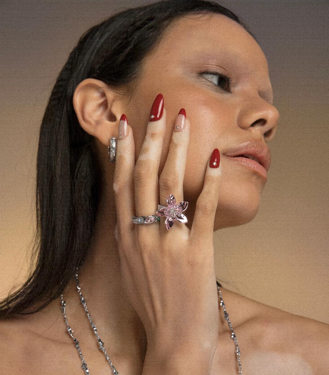 en route Serenade of Orchid Hoops in Silver, Elegant Orchid Motifs with Modern Hoop Design, Versatile Statement Earrings for Everyday Chic & Layered Set Styling