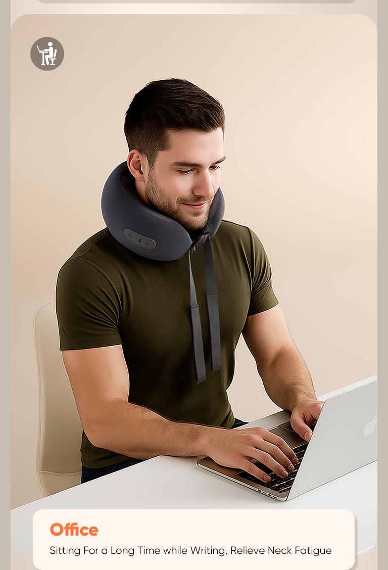 CINCOM U-Shaped Neck Massager Pillow for Cervical Support, with Soothing Heat & Kneading, 360° Memory Foam Support, Cordless, Rechargeable & Portable, Perfect Gift for Black Friday, Thanksgiving, Christmas, Birthdays & More