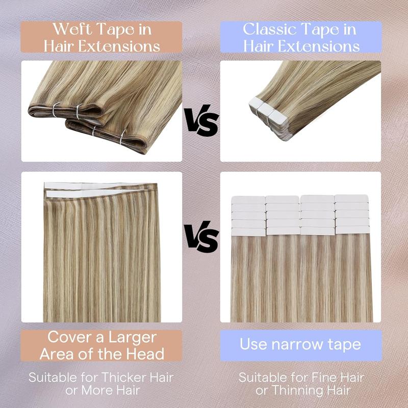 Full Shine One-Piece Tape In Weft Hair Extensions - Invisible Remy Human Hair Weft for Women 50G- Straight & No Glue Fringe - Salon-Quality Hairpiece holidayhaul