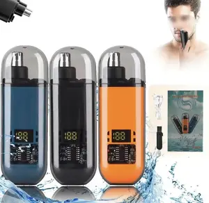 Rechargeable Nose Hair Trimmer for Men Women Portable Electric Trimmer Painless Eyebrow Facial Shaver LED Display Waterproof Dual Edge Blades Easy Cleaning