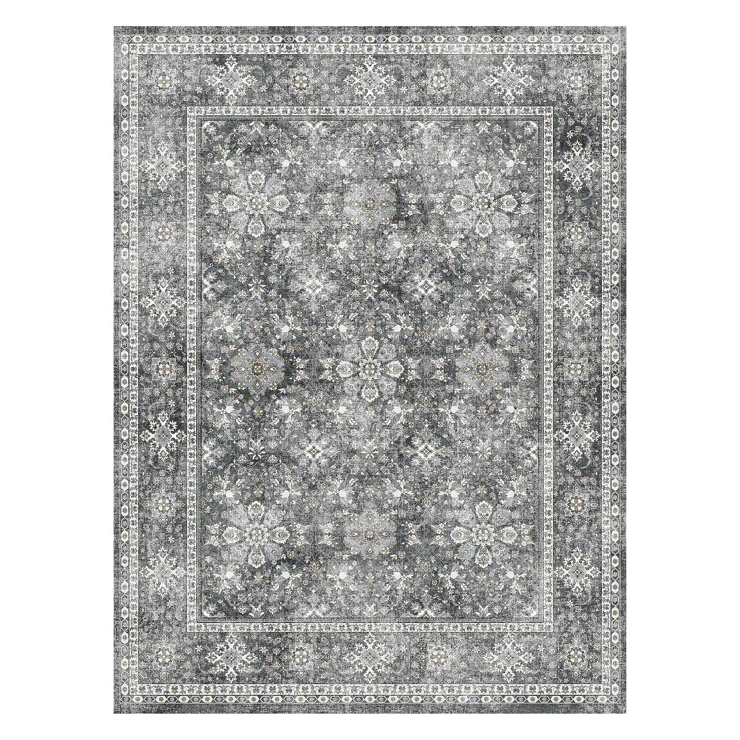 【SummerFinds】VEVOR Area Rug,  8 x 10 ft Large Washable Rug, Non-Slip and Tear-Resistant Soft Carpet, Pet & Child Friendly Vintage Area Rugs, Indoor Mat for Bedroom, Living Room, Kids Room, Entryway, Office, Gray