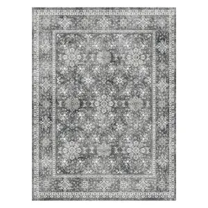VEVOR Area Rug,  8 x 10 ft Large Washable Rug, Non-Slip and Tear-Resistant Soft Carpet, Pet & Child Friendly Vintage Area Rugs, Indoor Mat for Bedroom, Living Room, Kids Room, Entryway, Office, Gray