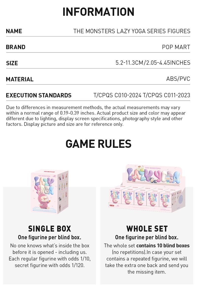 POP MART THE MONSTERS Lazy Yoga Series Figures, Blind Box