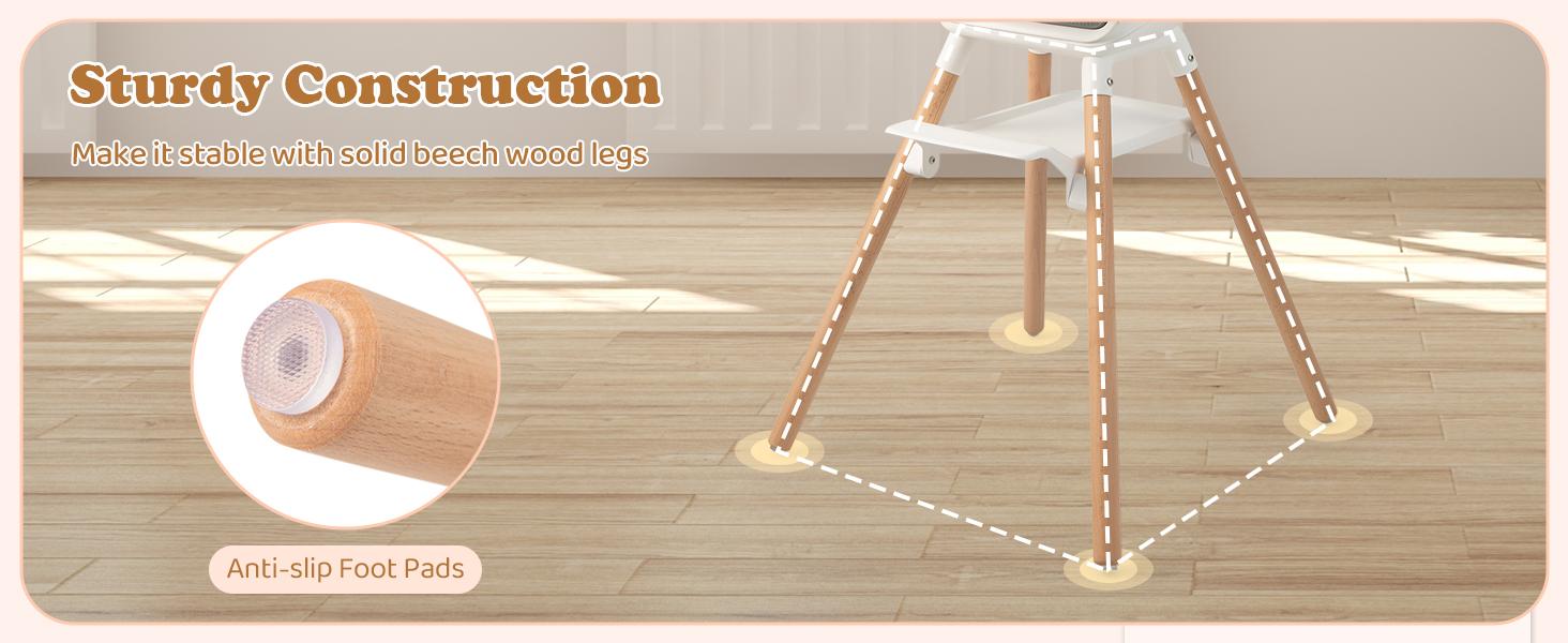 Costzon Baby High Chair, 6 in 1 Convertible Wooden High Chair for Babies & Toddlers with Adjustable Legs,, Safety Harness & Waterproof PU Cushion Costzon Baby High Chair, 6 in 1 Convertible Wooden High Chair for Babies & Toddlers with Adjustable Legs,, Safety Harness & Waterproof PU Cushion