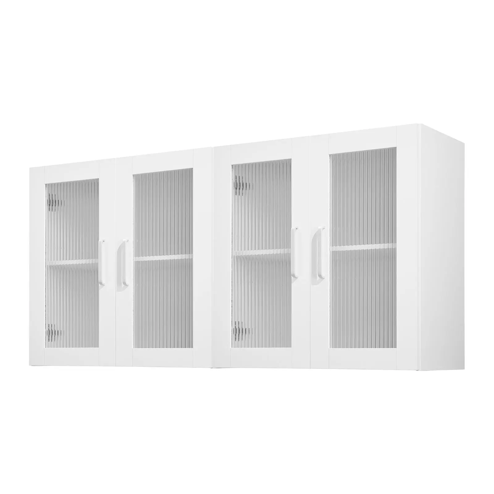 【summerfinds】VEVOR Laundry Room Wall Cabinet,2-Tier Wall Mounted Cabinet with Adjustable ShelfCupboard Storage with 4 Doorsfor KitchenBathroomLaundrySet of 2Each 12 x 24 x 24 in (D x W x H)White