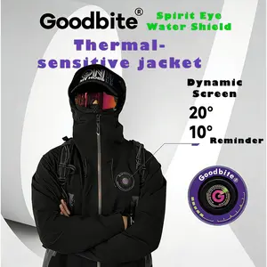 Coolbite Purple Ski Jacket w/ Removable LED Badge Screen Change Patterns & EmojisViral LED Badge Outdoor JacketScreen Customizablemens windbreaker jacket members
