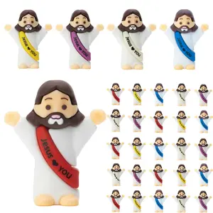 Cute Mini Jesus Figurines - Colorful Christian Desk Ornaments For Daily Inspiration, Faith Encouragement And Sharing Joy With Friends